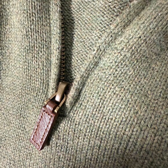 Polo Ralph Lauren Quarter Zip Sweater Green Heather Size XL 100% Cotton - Picture 8 of 9